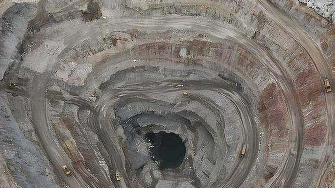 Illustrative drone orthomosaic of an open pit.