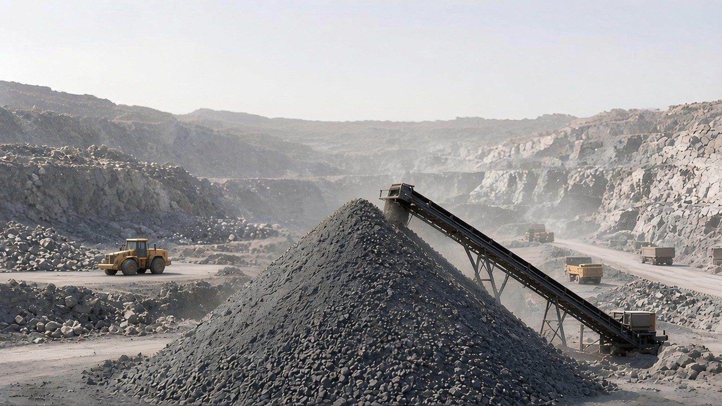 Illustrative raw photograph of a stockpile. Not a client site.