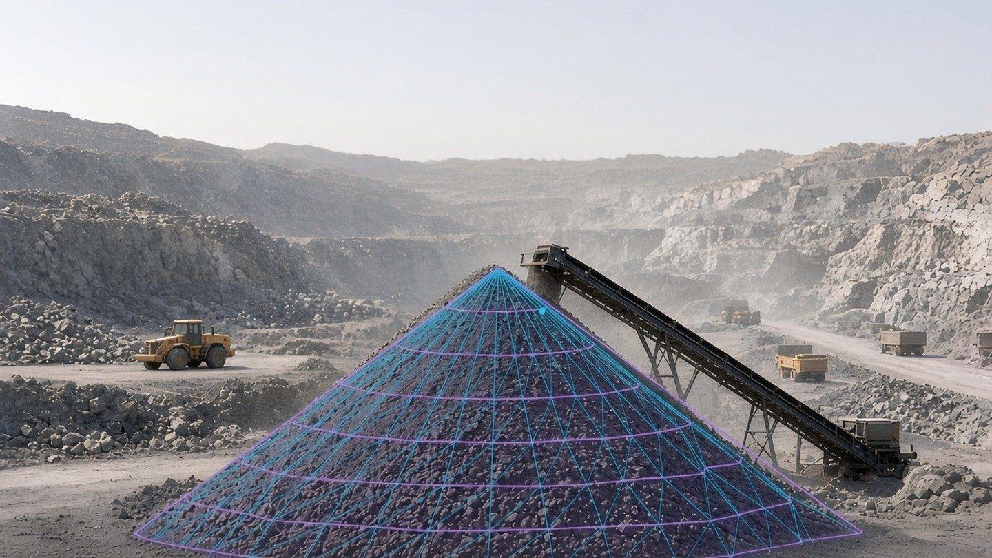 Illustrative volumetric mesh of a stockpile, with no measured quantity.